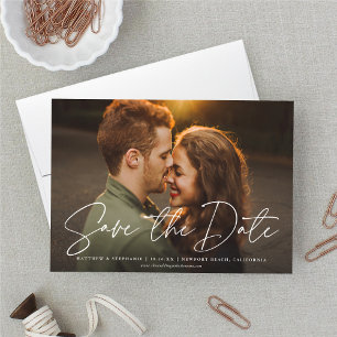 Modern Script Wedding Save The Date Photo  Invitation