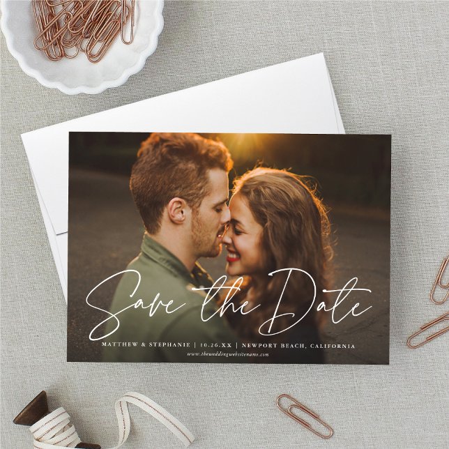 Modern Script Wedding Save The Date Photo  Invitation (Creator Uploaded)