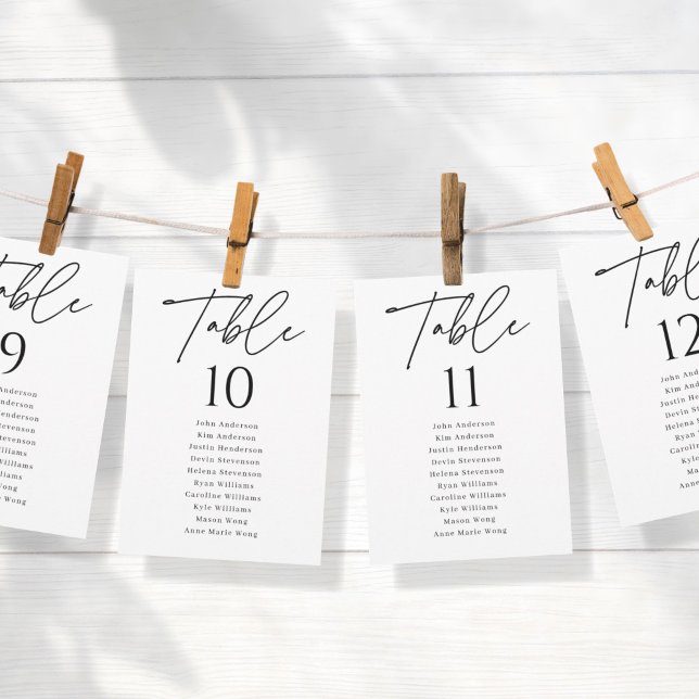 Modern Script Wedding Seating Chart Table Numbers (Creator Uploaded)