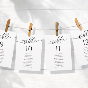 Modern Script Wedding Seating Chart Table Numbers