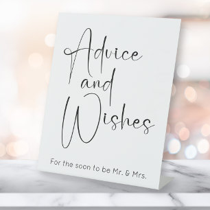 Modern Script Wedding Shower Advice and Wishes Pedestal Sign