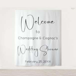 Modern Script Wedding Shower Welcome Backdrop Tapestry