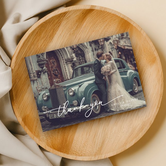 Modern Script Wedding Thank You Card – Full Photo (Creator Uploaded)