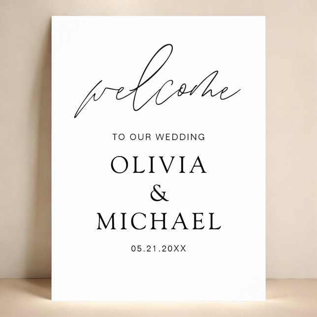 Modern Script Wedding Welcome Elegant Foam Board Poster (Creator Uploaded)
