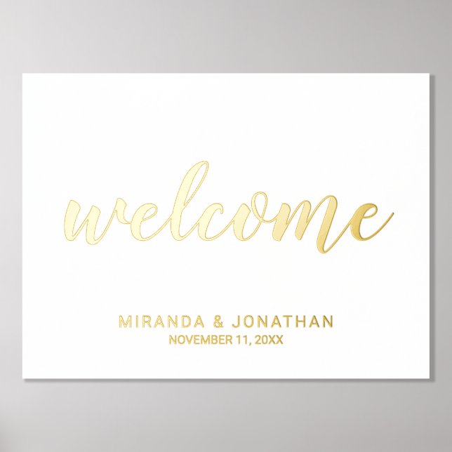 Modern Script Wedding Welcome Gold Foil Prints (Front)