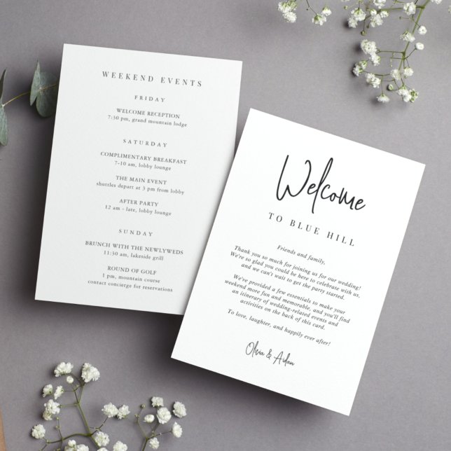 Modern Script Wedding Welcome Letter & Itinerary (Creator Uploaded)