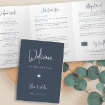 Modern Script Wedding Welcome Letter & Itinerary Tri-Fold Programme<br><div class="desc">Planning a destination wedding, or expecting lots of out of town guests? Share a welcome message for your wedding guests as well as an itinerary or schedule of the weekend's events, with this simple and elegant modern design featuring handwritten script accents. Personalize the inside with a personal welcome message and...</div>