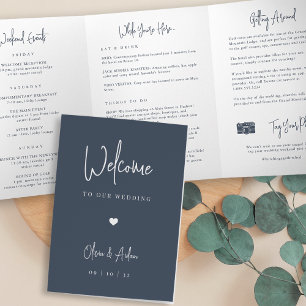 Modern Script Wedding Welcome Letter & Itinerary Tri-Fold Programme