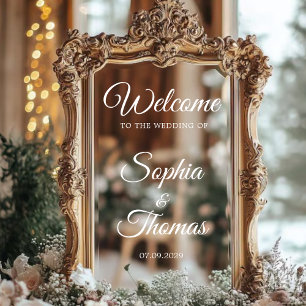 Modern Script Wedding Welcome Mirror Decal Sign 