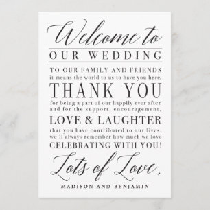 Modern Script Wedding Welcome Thank You Letter