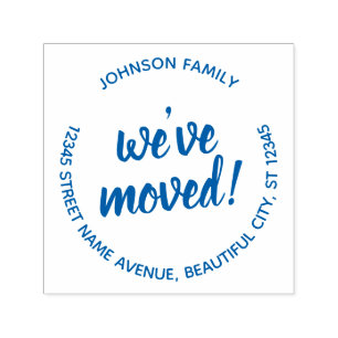 Modern Script We've Moved New Address Label Self-inking Stamp