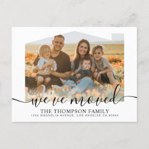 Modern Script We've Moved New Home Photo Moving Announcement Postcard