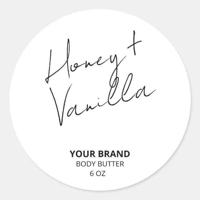 Modern Script White Body Butter Product Labels (Front)