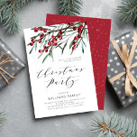 Modern Script Winter Berries Christmas Party Invitation<br><div class="desc">Invite your friends and loved ones to a sumptuous holiday dinner and party with this modern elegant invitation featuring watercolor winter berries,  botanical leaf stems,  and sophisticated script lettering of "Christmas Party".</div>