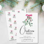 Modern Script Winter Berries Christmas Party Invitation<br><div class="desc">Are you planning a Christmas party?
Invite family and friends to your festive celebration with this modern and stylish invitation.
it is decorated with watercolor mistletoe and a red ribbon.
Easily customizable.
Original Watercolor © Michele Davies.</div>