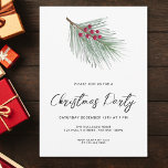 Modern Script Winter Berries Pine Christmas Party Invitation<br><div class="desc">Invite family and friends to your Christmas party with this modern and simple festive invitation.
It is decorated with watercolor green pine,  red berries,  and stylish script typography.
Easily customizable.
Original Watercolour © Michele Davies.</div>