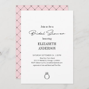 Modern Script With Ring Bridal Shower Invitation