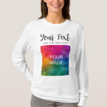 Modern Script Womens Best Long Sleeve Cute White<br><div class="desc">Custom Modern Elegant Trendy Script Text Cute Template Womens Long Sleeve White Basic T-Shirt..</div>