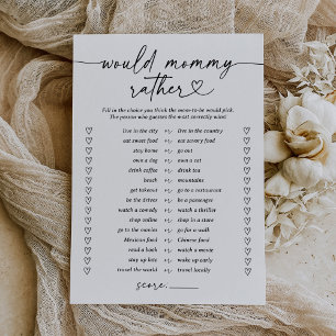 Modern Script Would Mommy Rather Baby Shower Game Invitation