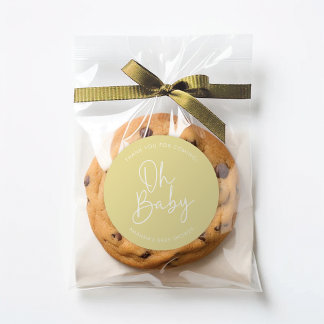 Modern Script Yellow Oh Baby Simple Shower Favour Classic Round Sticker