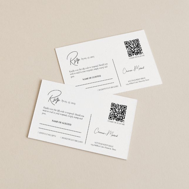 Modern Scripts Simple Clean Rsvp Wedding QR code Enclosure Card (Creator Uploaded)