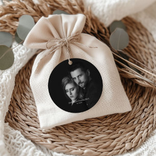 Modern Scripty Black and White Photo Favour Tags