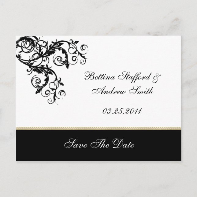 Modern Scrolls Save The Date Announcement Postcard (Front)
