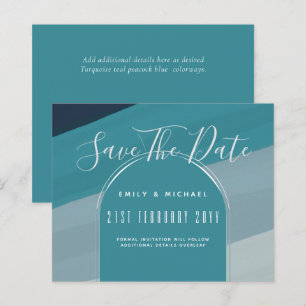 Modern Sea Glass Ocean Peacock Blue Teal Wedding