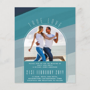 Modern Sea Glass Ocean Peacock Blue Teal Wedding Flyer