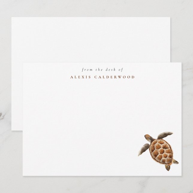 Modern Sea Turtle Personalized Card (Front/Back)