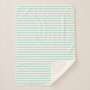 Modern seafoam mint green & white stripes pattern sherpa blanket