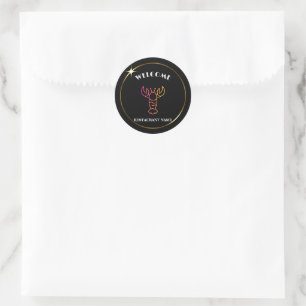 Modern seafood welcome crawfish Lobster Name Classic Round Sticker