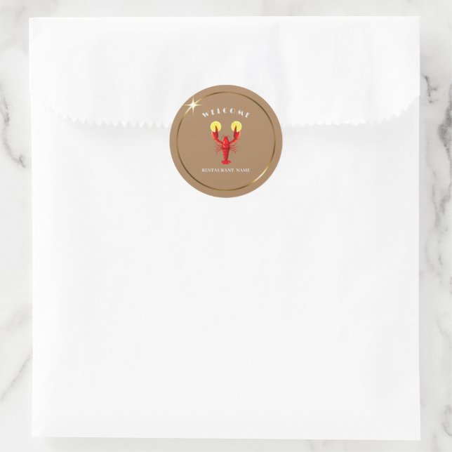 Modern seafood welcome Lobster Lime custom name Classic Round Sticker (Bag)