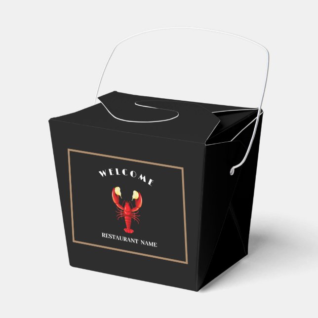 Modern seafood welcome Lobster lime custom name Favor Box (Front Side)