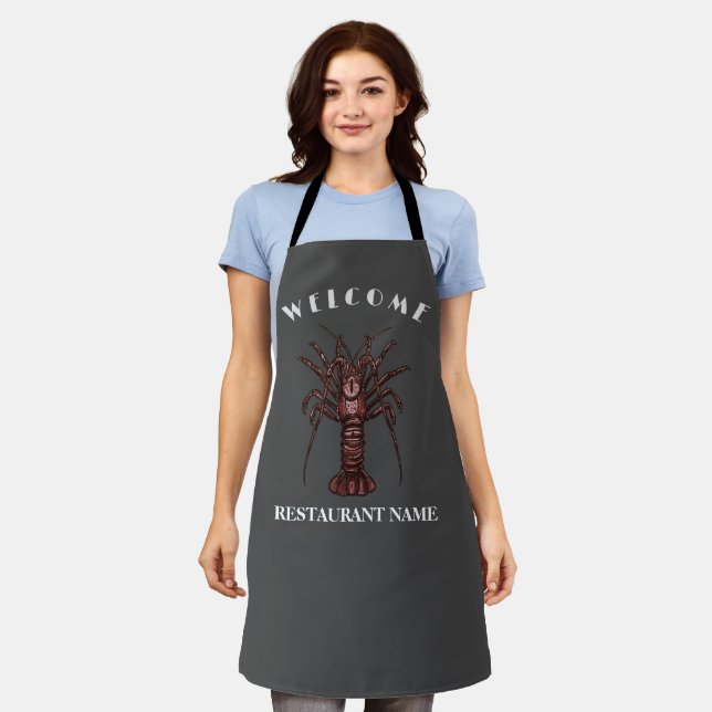 Modern seafood welcome Lobster sashimi custom name Apron (Worn)
