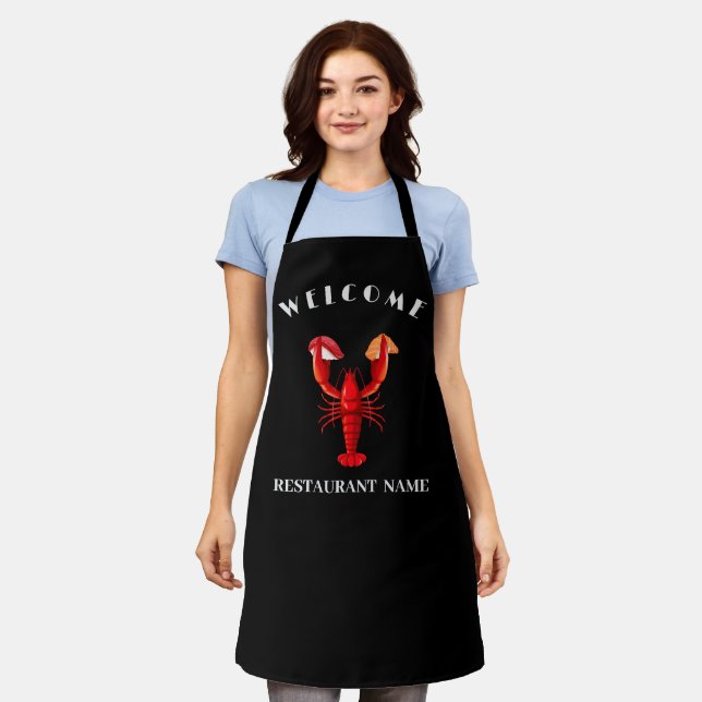 Modern seafood welcome Lobster sushi custom name Apron (Worn)