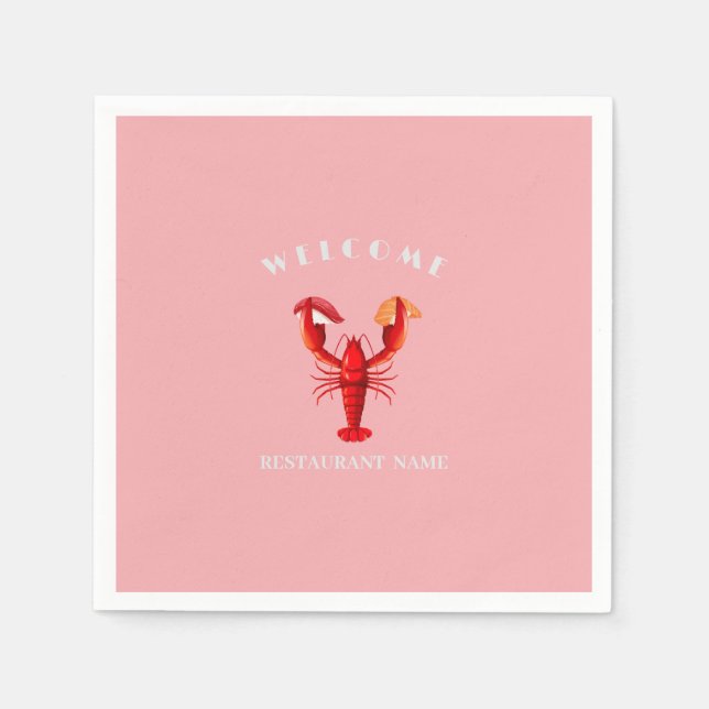 Modern seafood welcome Lobster sushi custom name Napkin (Front)