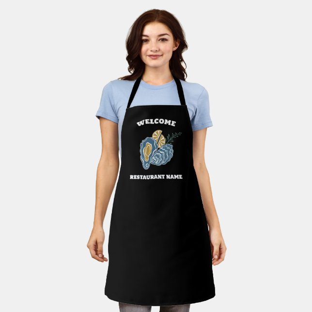 Modern seafood welcome oyster custom Personalize Apron (Worn)