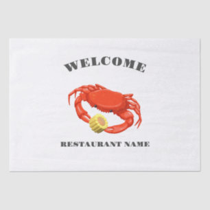 Modern seafood welcome red Crab Corn custom name Tissue Paper
