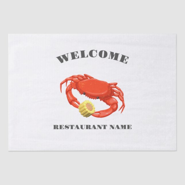 Modern seafood welcome red Crab Corn custom name Tissue Paper (Front)