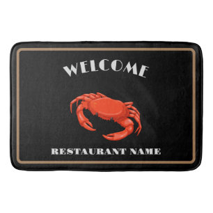 Modern seafood welcome red Crab custom name Bath Mat