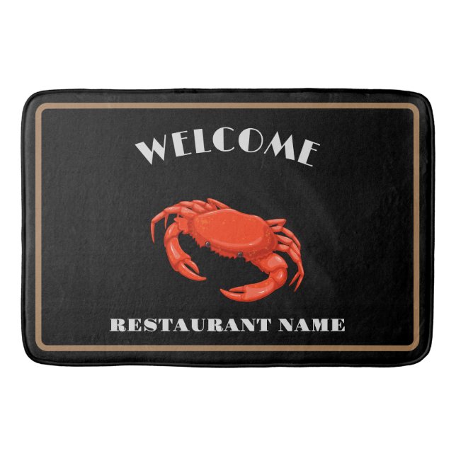 Modern seafood welcome red Crab custom name Bath Mat (Front)