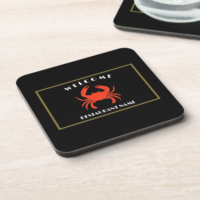 Modern seafood welcome red Crab custom Personalize Coaster (Left Side)