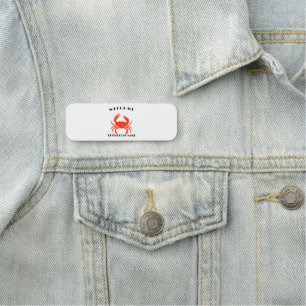 Modern seafood welcome red Crab custom Personalize Name Tag