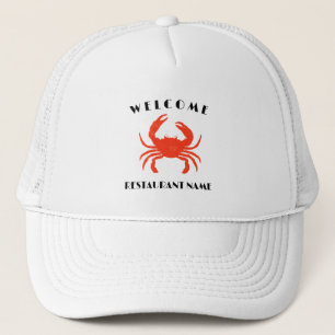 Modern seafood welcome red Crab custom Personalize Trucker Hat