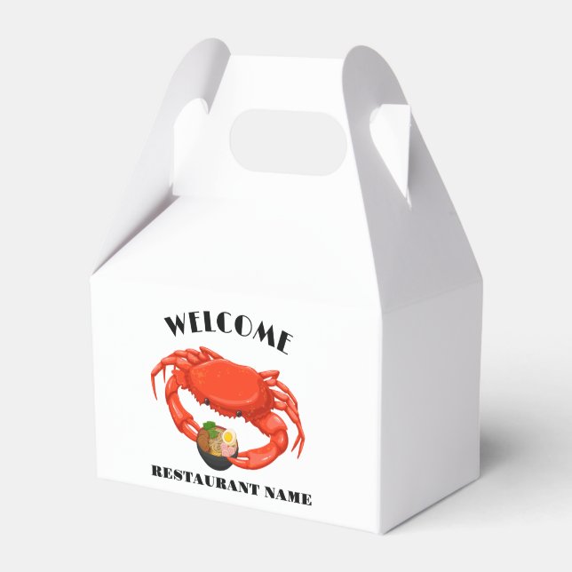 Modern seafood welcome red Crab ramen custom name Favor Box (Front Side)