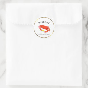 Modern seafood welcome red Crab Soup custom name Classic Round Sticker