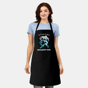Modern seafood welcome salmon Alaska map name Apron