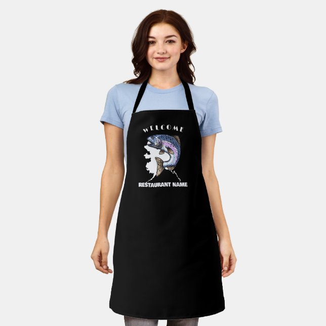 Modern seafood welcome salmon Alaska Personalize  Apron (Worn)