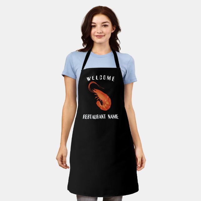 Modern seafood welcome shrimp prawn Personalize Apron (Worn)